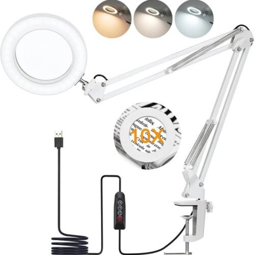 Ibenzoa® Verstelbare LED Vergrootlamp met Klem en Standaard voor Diverse Toepassingen