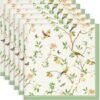 Ibenzoa® Set van 6 stijlvolle katoenen servetten met groene vogelprint voor elke gelegenheid