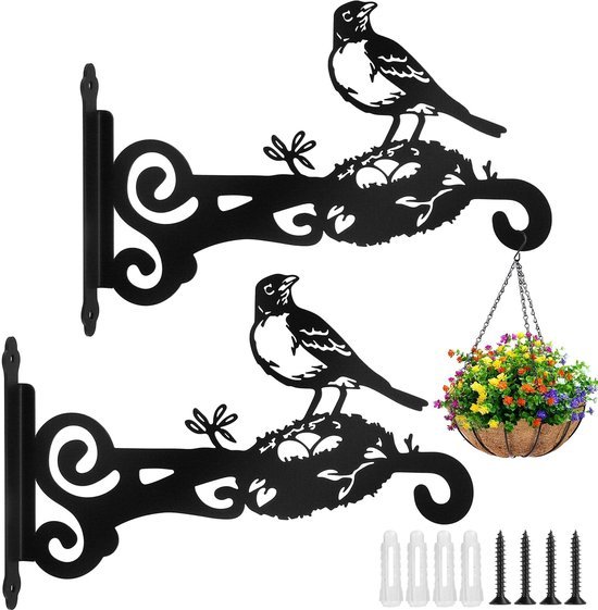 Unyqoos® Set van twee stevige metalen wandhaken voor planten en decoratie