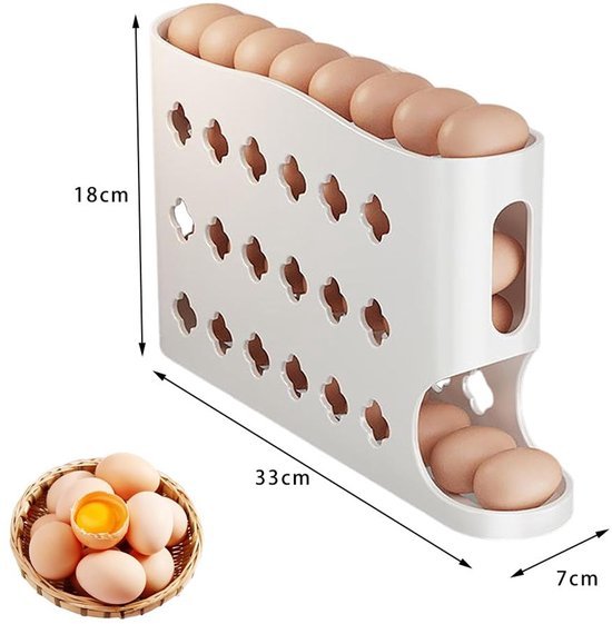 Ibenzoa® Ruimtebesparende eierhouder met vier etages voor veilig opbergen van 30 eieren