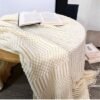 Ibenzoa® Zachte en veelzijdige gebreide deken voor bank of bed in beige tint