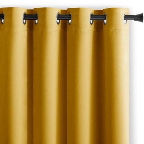 Ibenzoa® Verduisterend gordijn mosterdkleurig met oogjes 140x175 cm voor optimale raamdecoratie