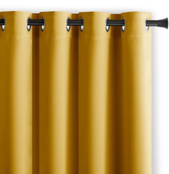 Ibenzoa® Verduisterend gordijn mosterdkleurig met oogjes 140x175 cm voor optimale raamdecoratie