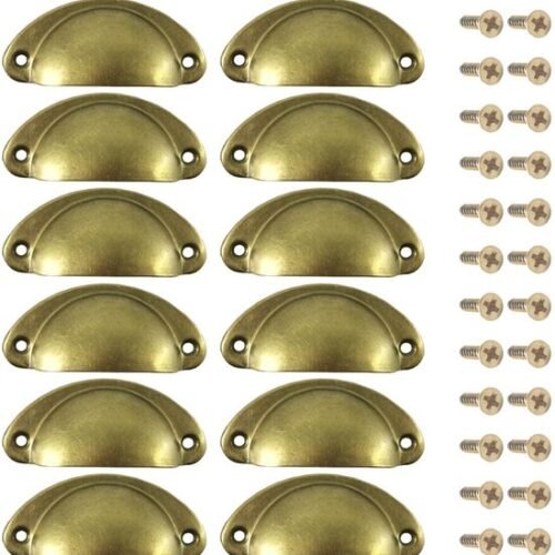 Ibenzoa® Set van 12 metalen retro schelpgrepen voor kasten en lades