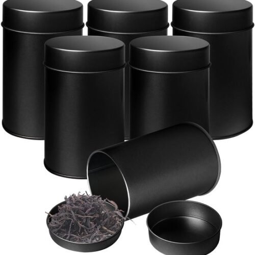Ibenzoa® Set van 6 aromadichte zilveren theeblikjes voor opslag van thee en kruiden