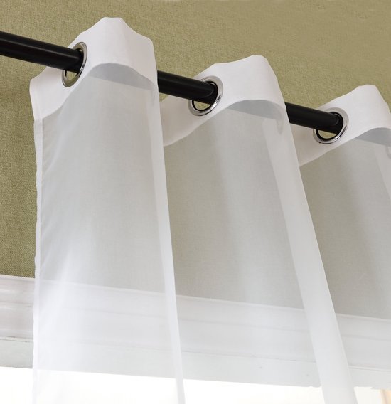 Ibenzoa® Transparant Gordijn met Kleurverloop van Voile Stof en Ogen voor Bevestiging