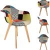 Ibenzoa® Set van 2 Scandinavische Patchwork Fauteuils voor Woonkamer en Slaapkamer Ibenzoa® Set van 2 Scandinavische Patchwork Fauteuils voor Woonkamer en Slaapkamer