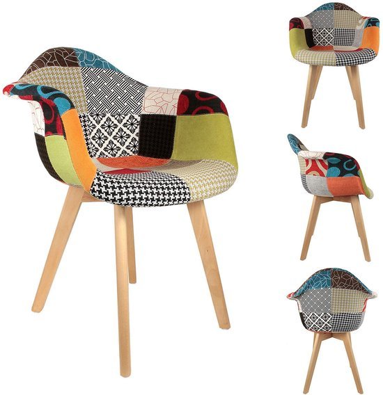 Ibenzoa® Set van 2 Scandinavische Patchwork Fauteuils voor Woonkamer en Slaapkamer Ibenzoa® Set van 2 Scandinavische Patchwork Fauteuils voor Woonkamer en Slaapkamer