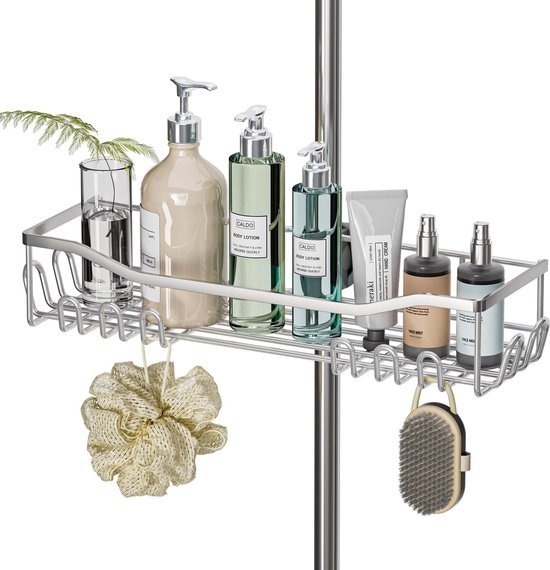 Ibenzoa® Ruime roestvrijstalen doucheplank voor douchestangen zonder boren