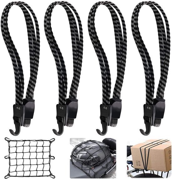 Ibenzoa® Elastische spanbanden met haak voor fiets en motor bagagedrager