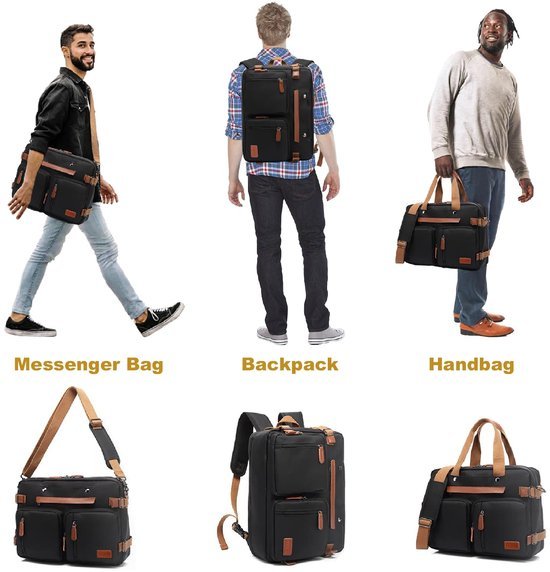 Ibenzoa® Multifunctionele Zwarte Rugzak voor Heren - Laptop, School en Reizen - 17,3 inch