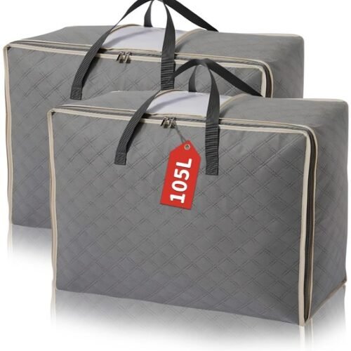 Ibenzoa® Set van twee grote opbergtassen voor kleding en dekbedden met ritssluiting