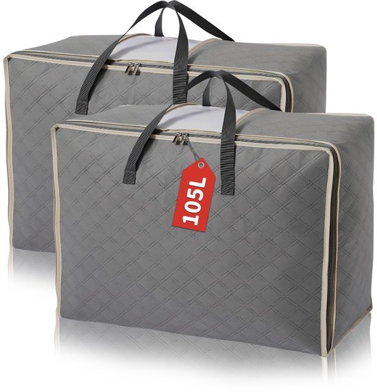 Ibenzoa® Set van twee grote opbergtassen voor kleding en dekbedden met ritssluiting