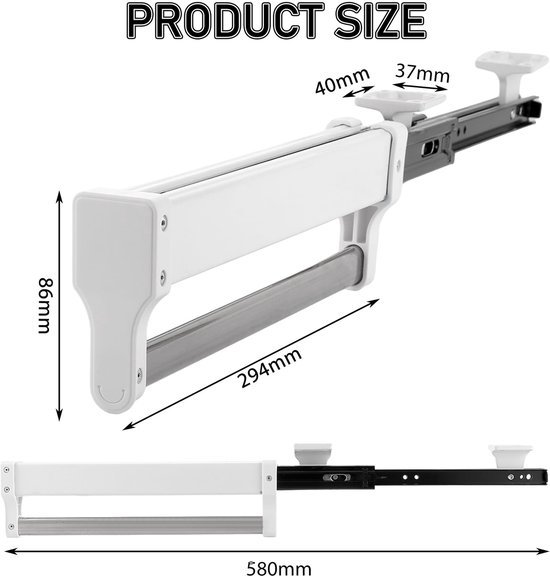 Ibenzoa® Uittrekbare en verstelbare kledingstang voor optimale ruimtebesparing in kasten