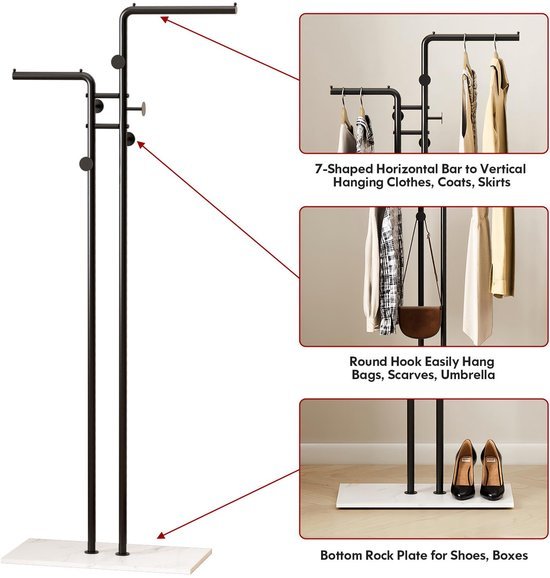 Ibenzoa® Stijlvolle zwarte metalen kapstok met vijf haken voor veelzijdig gebruik Ibenzoa® Stijlvolle zwarte metalen kapstok met vijf haken voor veelzijdig gebruik