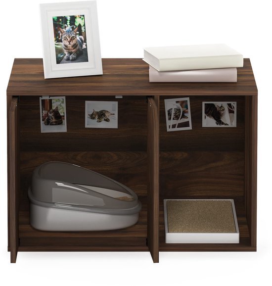 Ibenzoa® Stijlvolle kattenbakmeubel in walnoot voor een opgeruimd interieur