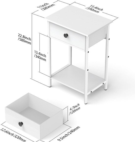 Unyqoos® Moderne multifunctionele bijzettafel met lade voor elke kamer in huis