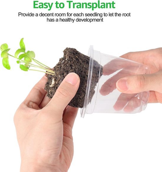 Unyqoos® Transparante kweekpotten set met drainage en herbruikbare verplantmat Unyqoos® Transparante kweekpotten set met drainage en herbruikbare verplantmat