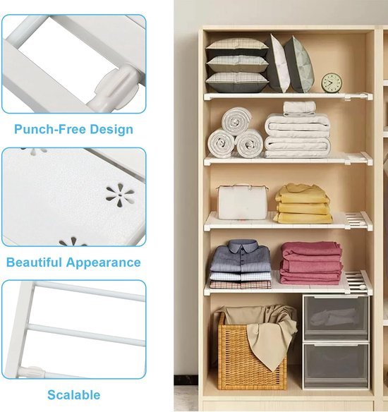 Ibenzoa® Verstelbaar telescopisch rek voor extra opbergruimte in kasten en keukens