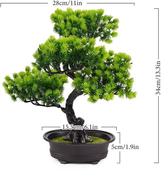 Ibenzoa® Levensechte kunstbonsai van 34 cm voor stijlvolle interieurdecoratie
