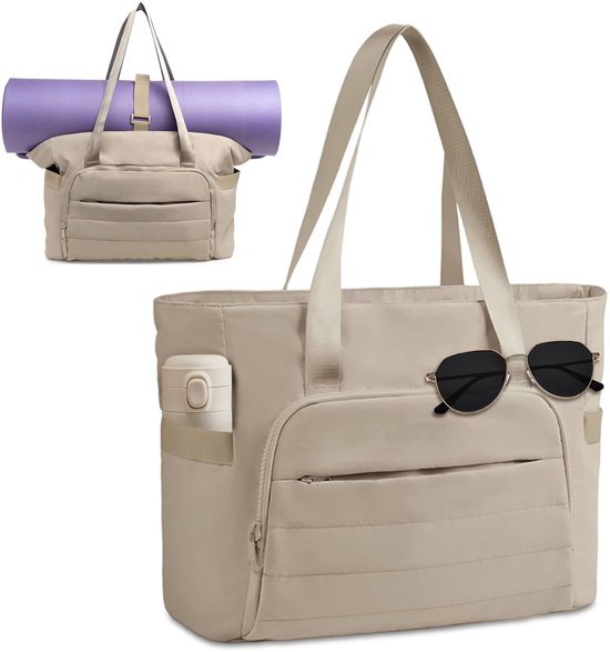 Ibenzoa® Ruime en stijlvolle schoudertas voor dames met laptopvak en ritssluiting Ibenzoa® Ruime en stijlvolle schoudertas voor dames met laptopvak en ritssluiting