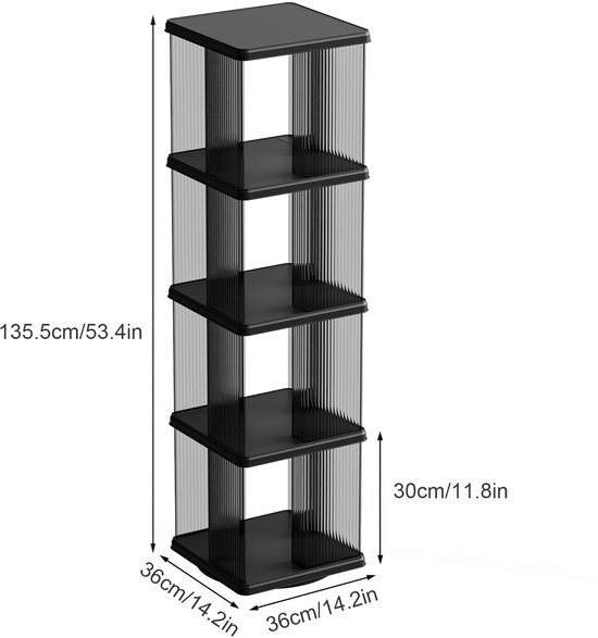 Ibenzoa® Draaibare en ruimtebesparende boekenkast met vier niveaus voor elk interieur