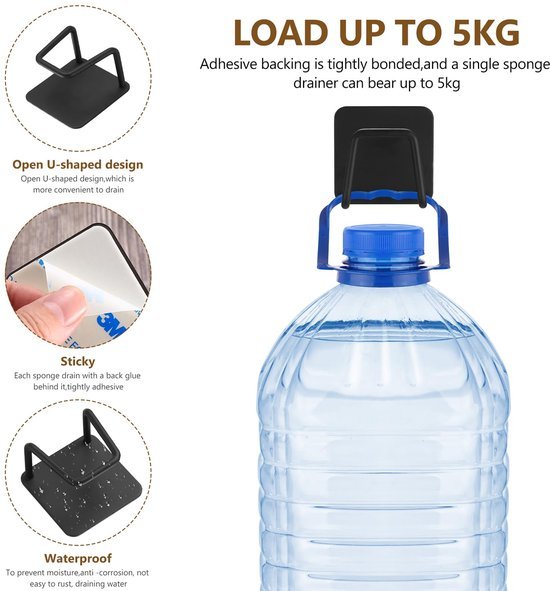 Ibenzoa® Set van 8 Zelfklevende Roestvrijstalen Sponshouders voor Keuken en Badkamer