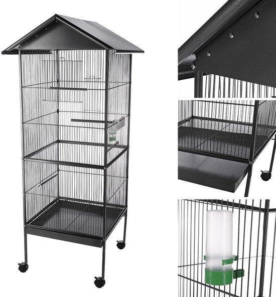 Ibenzoa® Ruime en stabiele volière voor kleine vogels met handige accessoires