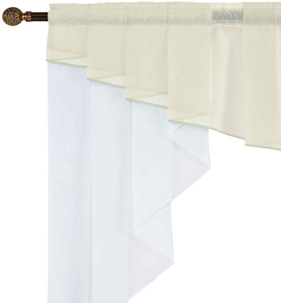 Ibenzoa® Elegante crèmekleurige vitrage met M-boog ontwerp voor elke ruimte