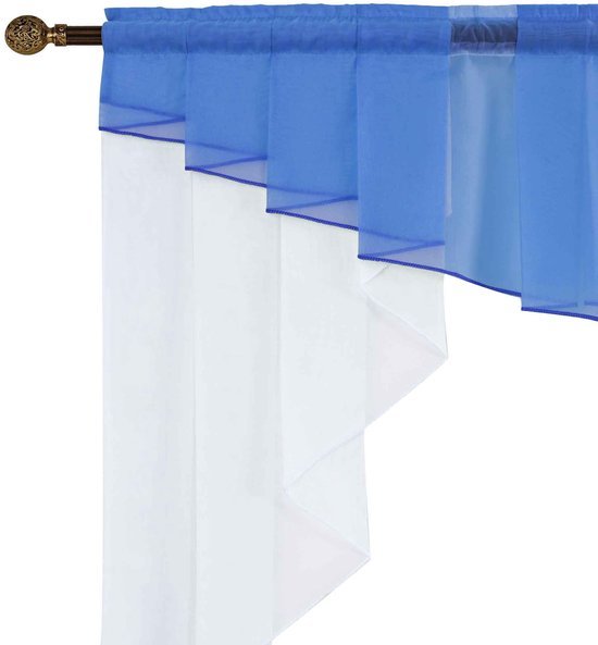 Ibenzoa® Elegant kort blauw vitrage gordijn met M-boogontwerp voor veelzijdig gebruik