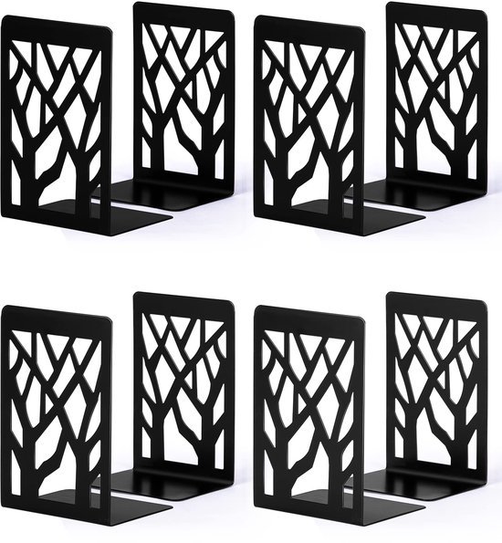 Unyqoos® Zwarte metalen boekensteunen met antislip voor stevige boekenopslag