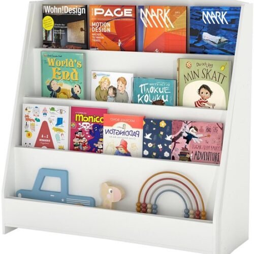 Unyqoos® Witte kinderkamer boekenkast met vier vakken voor boeken en speelgoed