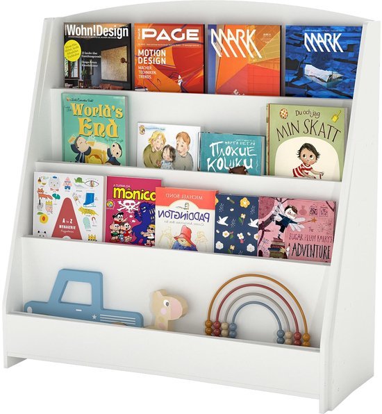 Unyqoos® Witte kinderkamer boekenkast met vier vakken voor boeken en speelgoed