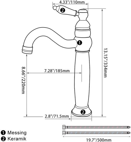 Unyqoos® Elegante draaibare wastafelkraan in klassieke stijl voor luxe badkamer