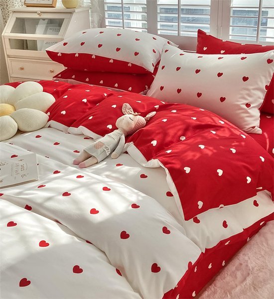 Ibenzoa® Romantisch dekbedovertrekset met hartmotief voor een sfeervol interieur