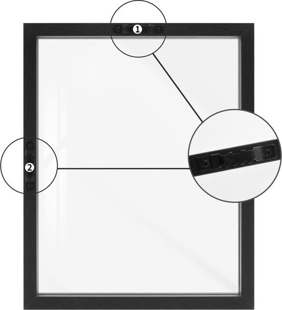 Ibenzoa® Stijlvolle zwevende fotolijst in zwart hout met dubbel glas voor elk interieur