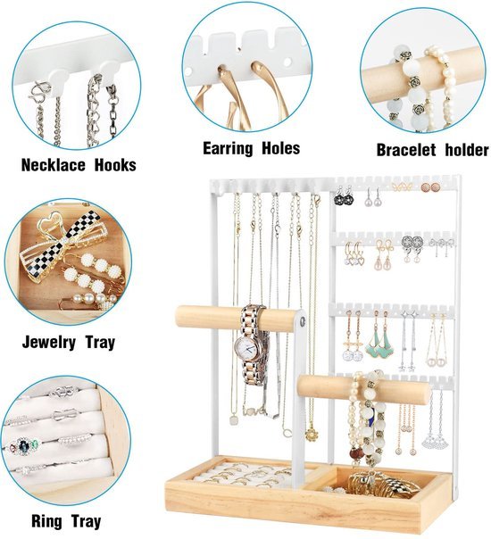 Ibenzoa® Elegante witte sieradenstandaard voor overzichtelijke opberging van juwelen