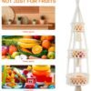 Ibenzoa® Drie verdiepingen hangende mand voor fruit en groenten in bohemian stijl