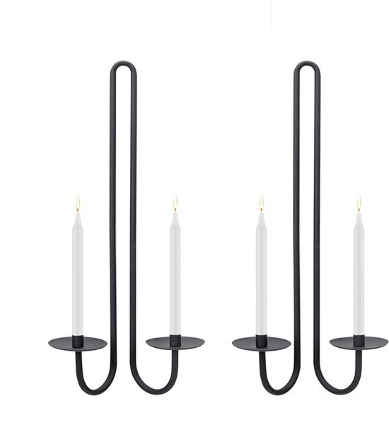 Ibenzoa® Set van twee stijlvolle metalen wandkandelaars voor sfeervolle decoratie