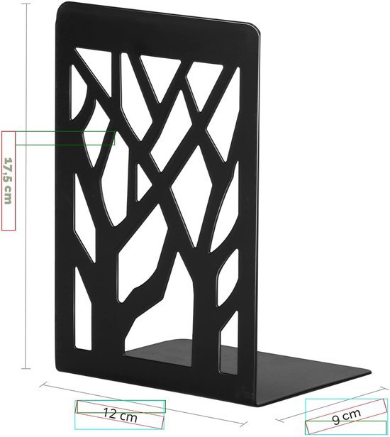 Unyqoos® Zwarte metalen boekensteunen met antislip voor stevige boekenopslag