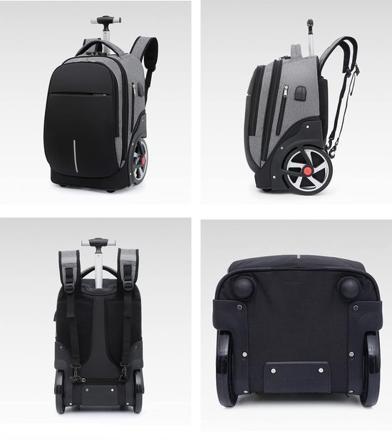 Ibenzoa® Waterbestendige multifunctionele laptoprugzak met wieltjes en USB-aansluiting