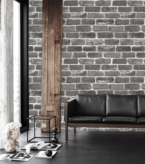 Ibenzoa® Eenvoudig aan te brengen grijs 3D-baksteenbehang voor sfeervolle muren