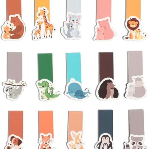 Ibenzoa® Set van 15 magnetische boekenleggers met dierenthema voor lezers