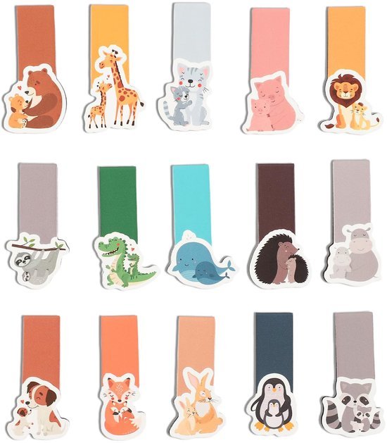 Ibenzoa® Set van 15 magnetische boekenleggers met dierenthema voor lezers