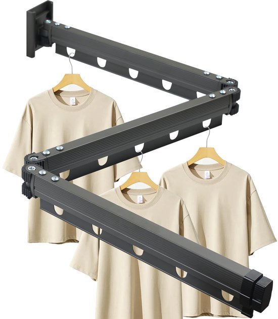 Ibenzoa® Ruimtebesparend uittrekbaar wasrek voor wandmontage met verstelbare stangen Ibenzoa® Ruimtebesparend uittrekbaar wasrek voor wandmontage met verstelbare stangen