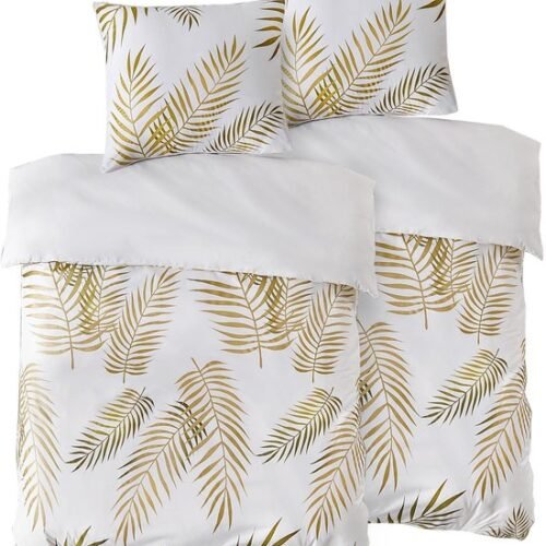 Ibenzoa® Luxe beddengoedset met palmbladmotief en ritssluiting voor comfortabel slapen
