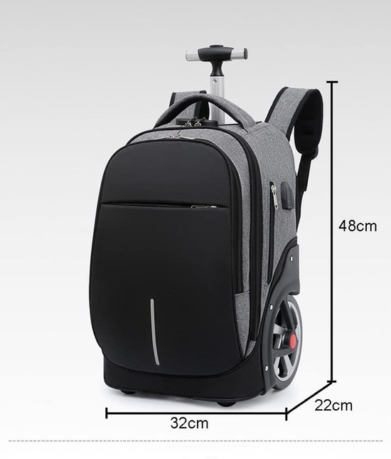 Ibenzoa® Waterbestendige multifunctionele laptoprugzak met wieltjes en USB-aansluiting