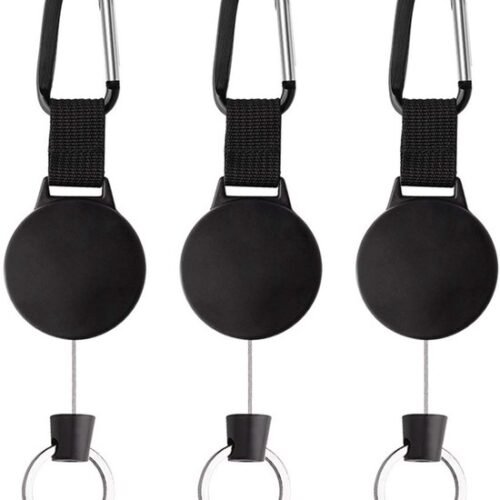 Ibenzoa® Driedelige set intrekbare sleutelhangers met stevige staaldraadkabel