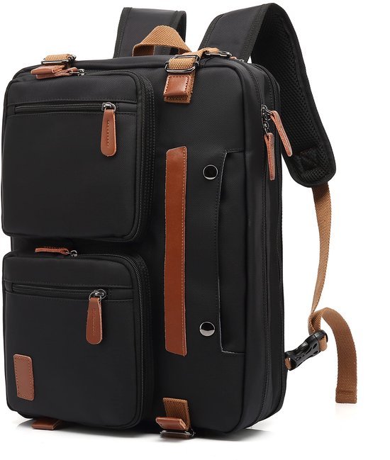 Ibenzoa® Multifunctionele Zwarte Rugzak voor Heren - Laptop, School en Reizen - 17,3 inch