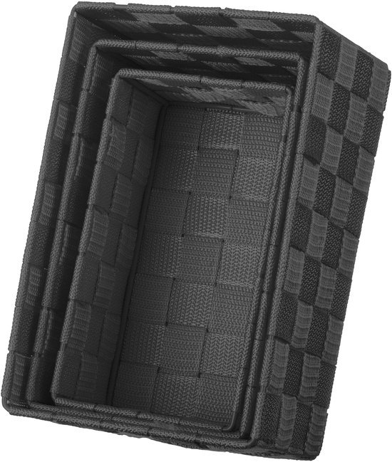 Ibenzoa® Stijlvolle set van drie vierkante opbergmanden in rotanlook zonder deksel